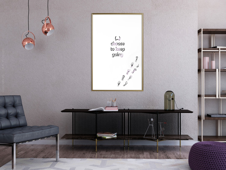 Wall Poster Choose to Keep Going - black English text and footprints 123221 additionalImage 13