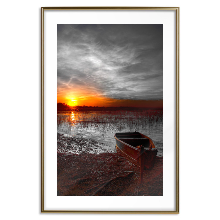 Wall Poster Romantic Lake - landscape of lake against sunset backdrop 123621 additionalImage 20