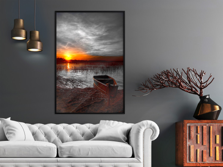 Wall Poster Romantic Lake - landscape of lake against sunset backdrop 123621 additionalImage 3