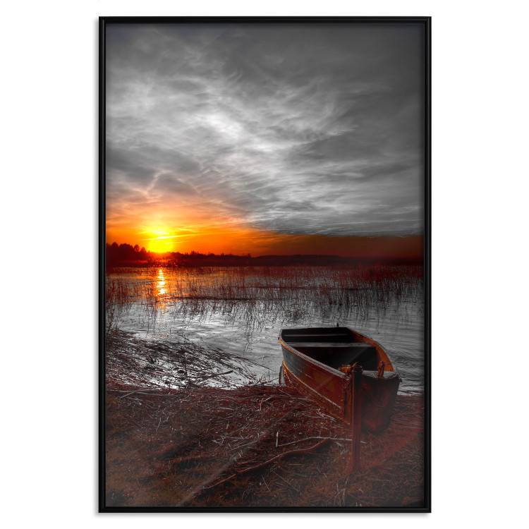 Wall Poster Romantic Lake - landscape of lake against sunset backdrop 123621 additionalImage 16