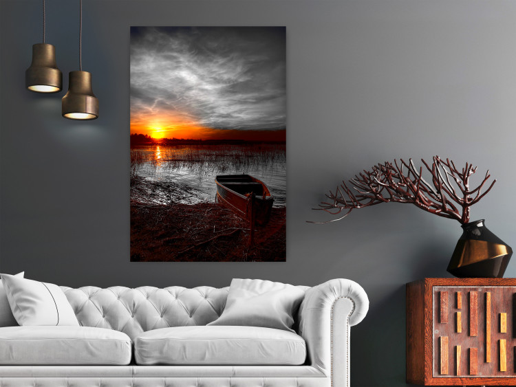 Wall Poster Romantic Lake - landscape of lake against sunset backdrop 123621 additionalImage 17