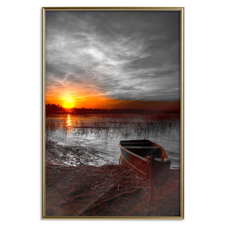 Wall Poster Romantic Lake - landscape of lake against sunset backdrop 123621 additionalImage 19
