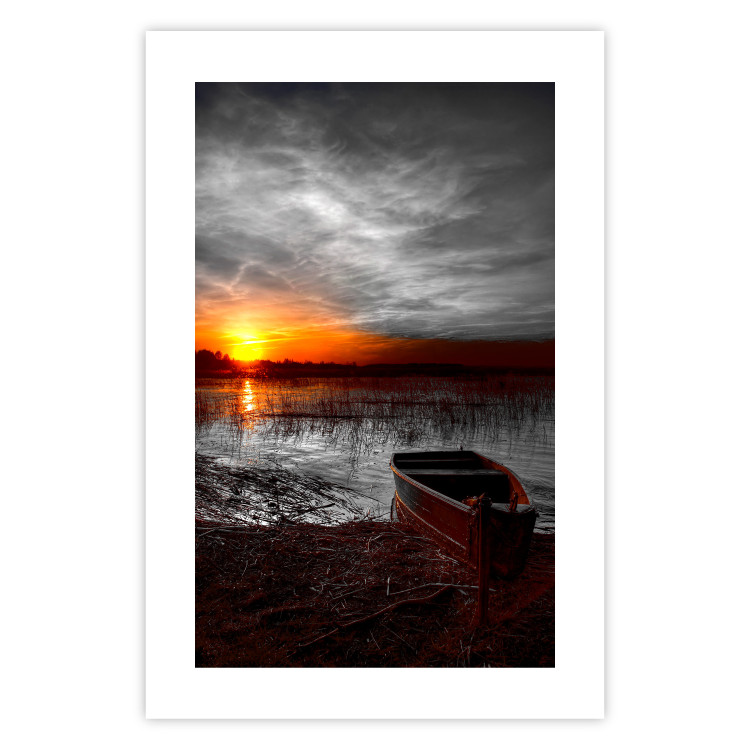 Wall Poster Romantic Lake - landscape of lake against sunset backdrop 123621 additionalImage 15