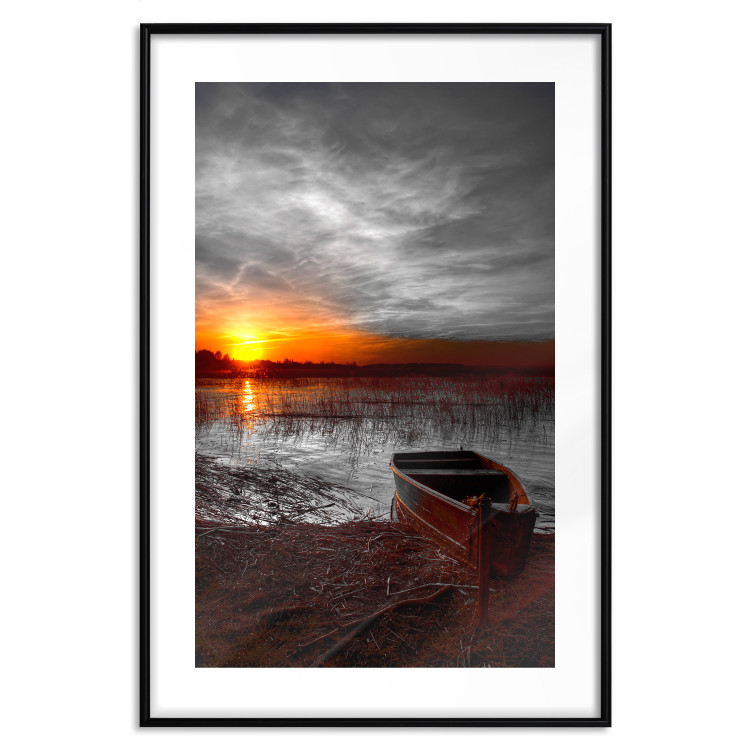 Wall Poster Romantic Lake - landscape of lake against sunset backdrop 123621 additionalImage 18