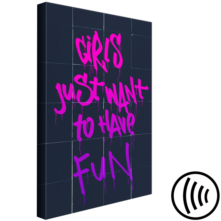Canvas Print Girls want to have fun - English inscription in pink and purple 124421 additionalImage 6