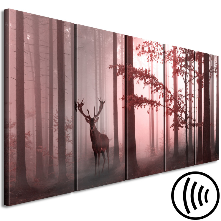 Canvas Art Print Deer standing among the trees - a forest landscape in shades of pink 125521 additionalImage 6