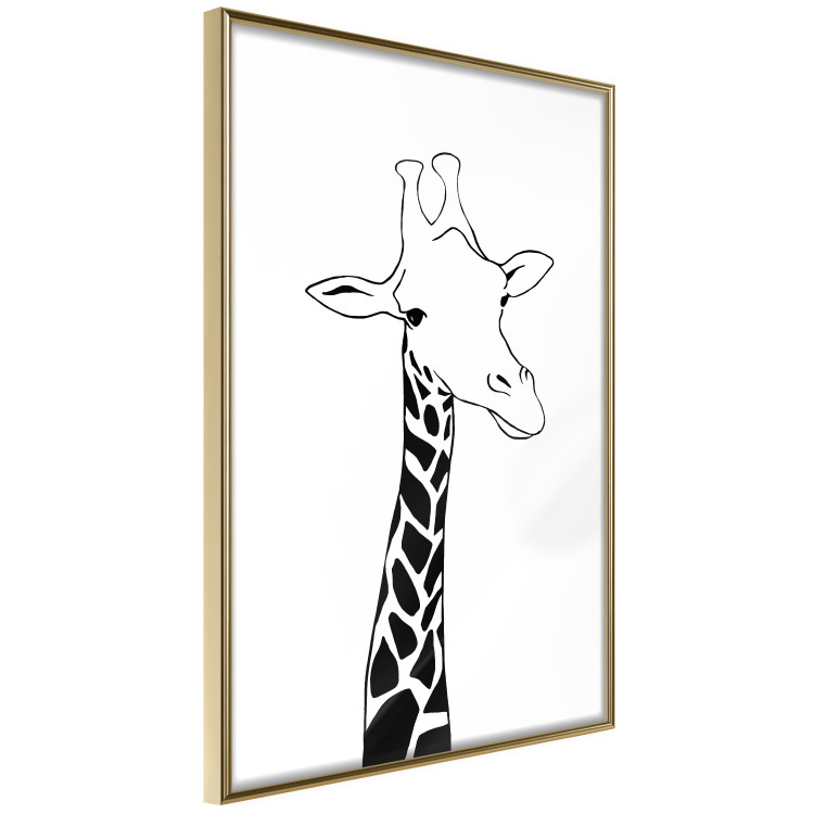 Wall Poster Checkered Giraffe - black giraffe sketch on a contrasting white background 125721 additionalImage 14