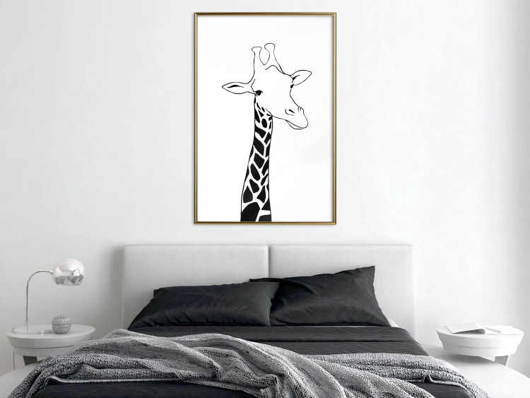 Wall Poster Checkered Giraffe - black giraffe sketch on a contrasting white background 125721 additionalImage 7