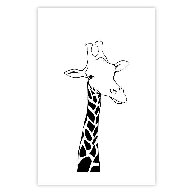 Wall Poster Checkered Giraffe - black giraffe sketch on a contrasting white background 125721 additionalImage 25