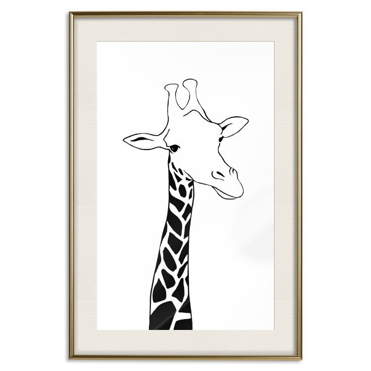 Wall Poster Checkered Giraffe - black giraffe sketch on a contrasting white background 125721 additionalImage 19
