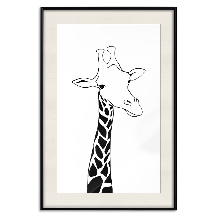 Wall Poster Checkered Giraffe - black giraffe sketch on a contrasting white background 125721 additionalImage 18