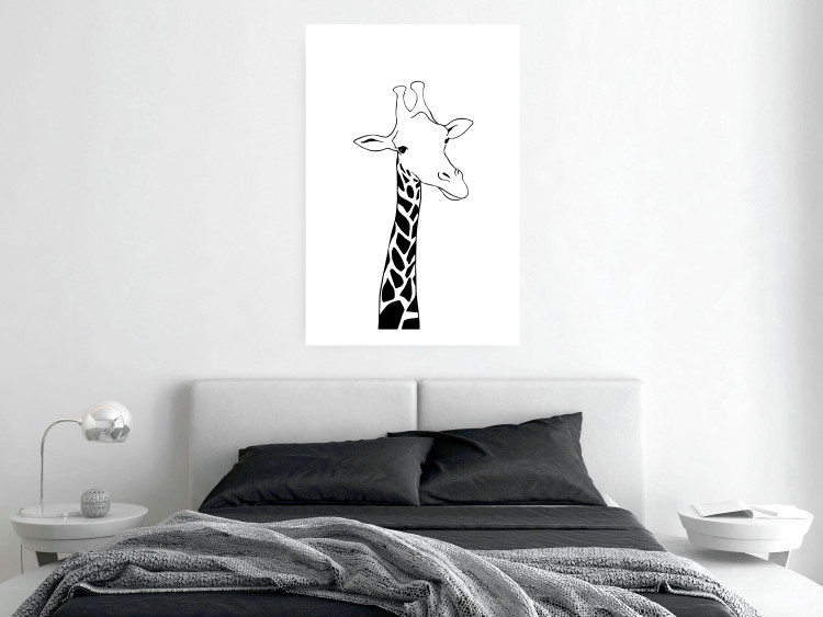 Wall Poster Checkered Giraffe - black giraffe sketch on a contrasting white background 125721 additionalImage 4