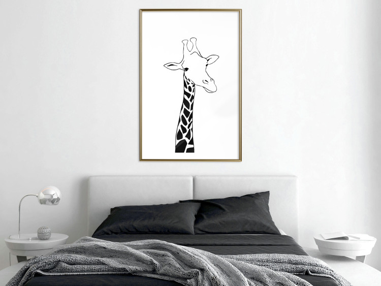 Wall Poster Checkered Giraffe - black giraffe sketch on a contrasting white background 125721 additionalImage 15