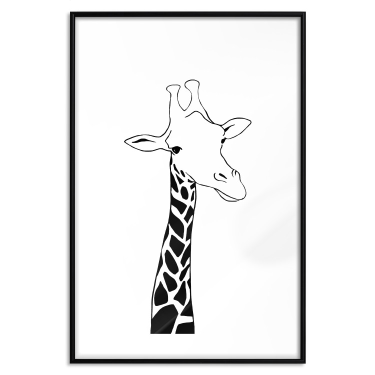 Wall Poster Checkered Giraffe - black giraffe sketch on a contrasting white background 125721 additionalImage 17