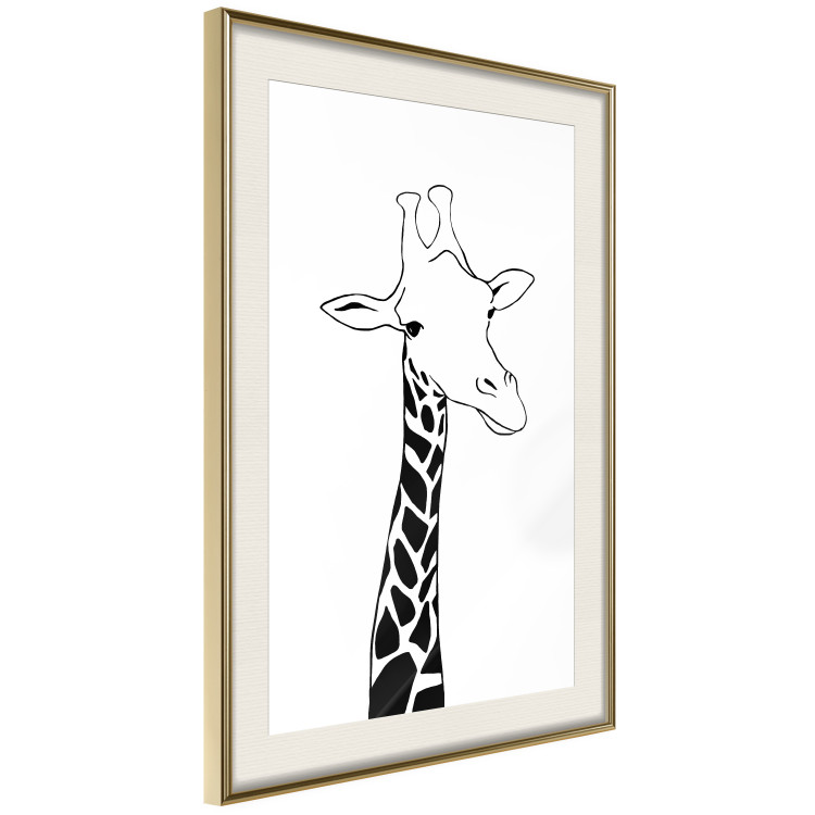 Wall Poster Checkered Giraffe - black giraffe sketch on a contrasting white background 125721 additionalImage 2
