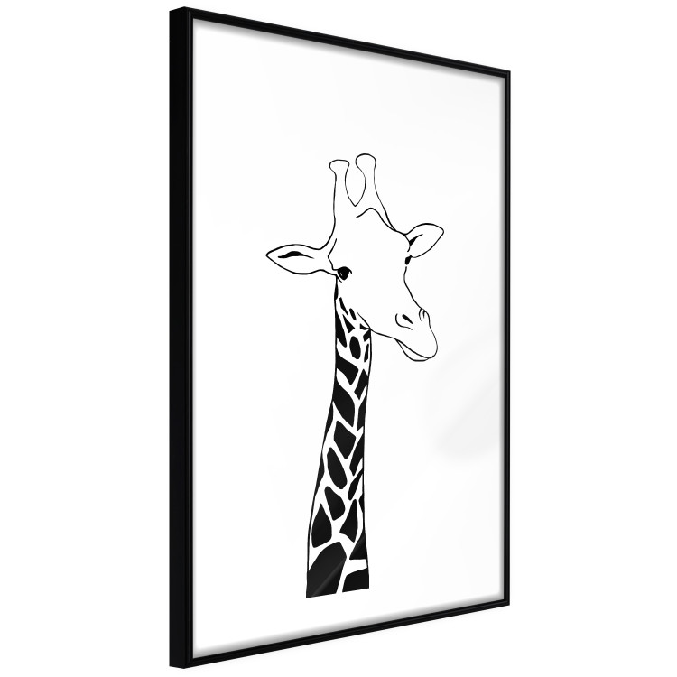 Wall Poster Checkered Giraffe - black giraffe sketch on a contrasting white background 125721 additionalImage 13