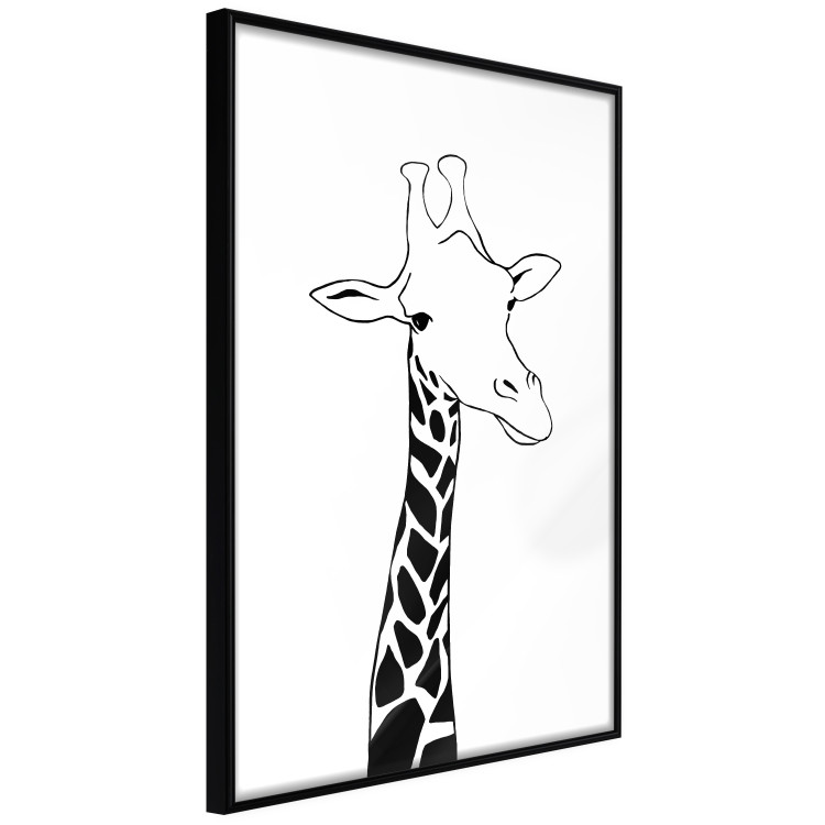 Wall Poster Checkered Giraffe - black giraffe sketch on a contrasting white background 125721 additionalImage 12