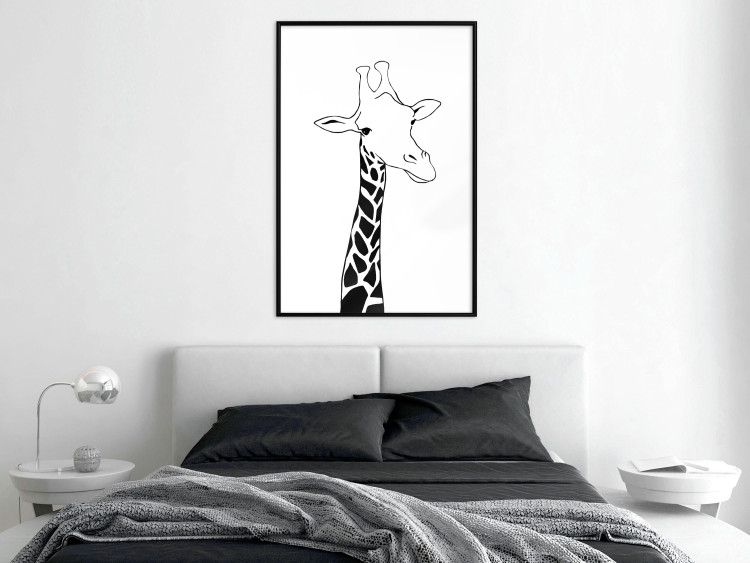 Wall Poster Checkered Giraffe - black giraffe sketch on a contrasting white background 125721 additionalImage 5