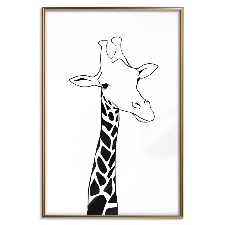 Wall Poster Checkered Giraffe - black giraffe sketch on a contrasting white background 125721 additionalImage 20
