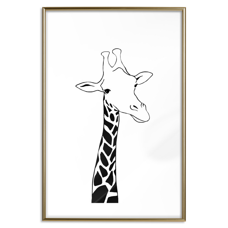 Wall Poster Checkered Giraffe - black giraffe sketch on a contrasting white background 125721 additionalImage 16