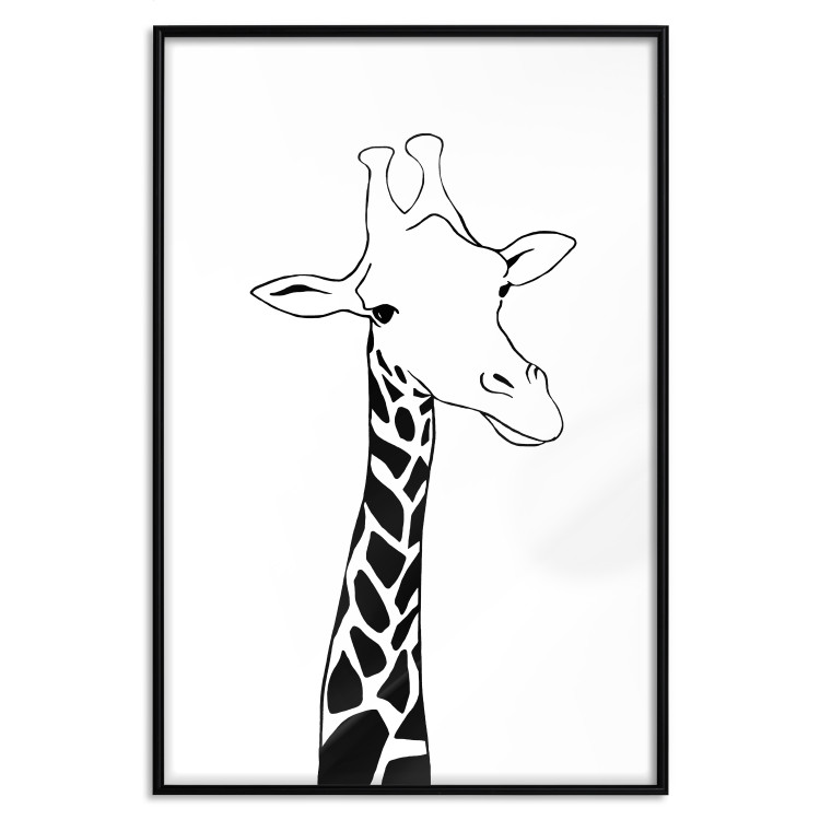 Wall Poster Checkered Giraffe - black giraffe sketch on a contrasting white background 125721 additionalImage 24