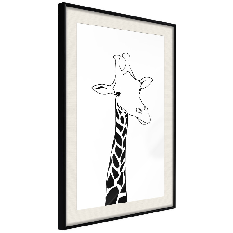 Wall Poster Checkered Giraffe - black giraffe sketch on a contrasting white background 125721 additionalImage 3