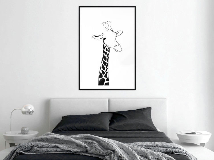 Wall Poster Checkered Giraffe - black giraffe sketch on a contrasting white background 125721 additionalImage 6