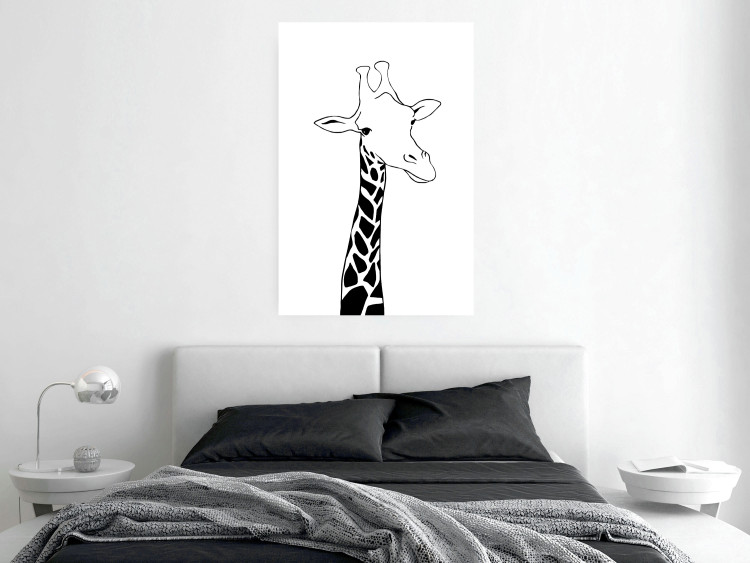Wall Poster Checkered Giraffe - black giraffe sketch on a contrasting white background 125721 additionalImage 23
