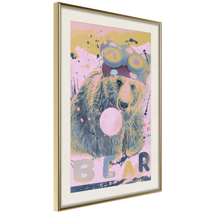 Poster Bear and Balloon - playful animal in a colorful pink motif with inscriptions 127021 additionalImage 3
