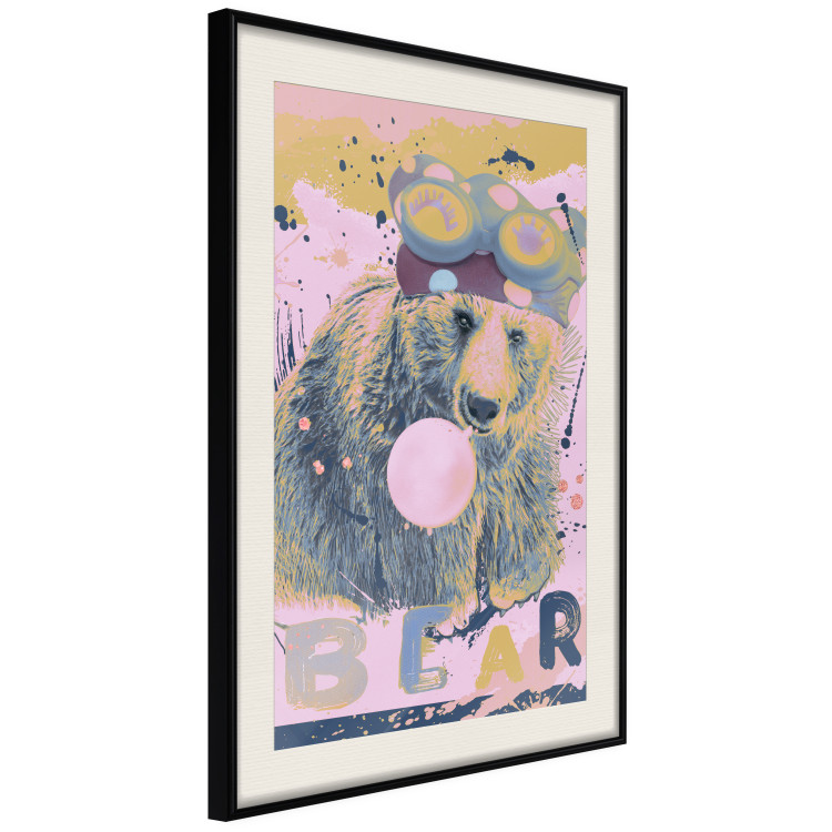 Poster Bear and Balloon - playful animal in a colorful pink motif with inscriptions 127021 additionalImage 2