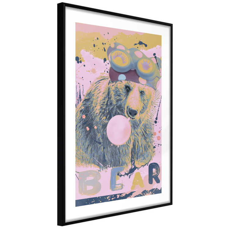 Poster Bear and Balloon - playful animal in a colorful pink motif with inscriptions 127021 additionalImage 8