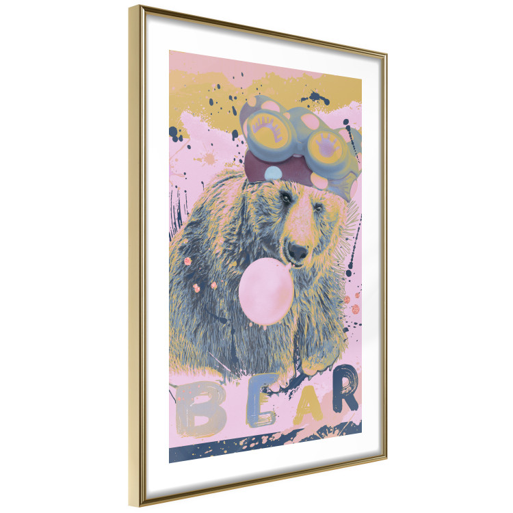 Poster Bear and Balloon - playful animal in a colorful pink motif with inscriptions 127021 additionalImage 9