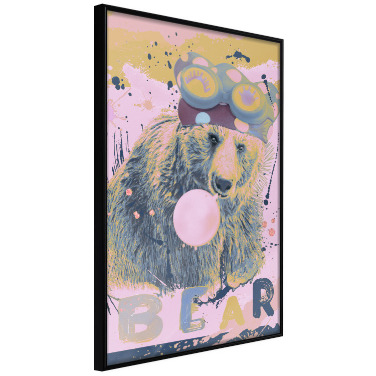 Poster Bear and Balloon - playful animal in a colorful pink motif with inscriptions 127021 additionalImage 11