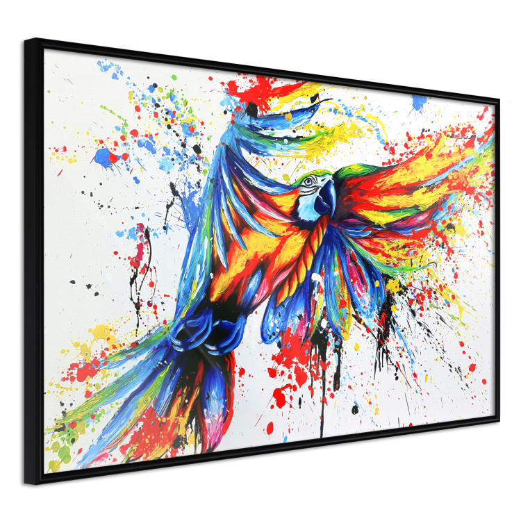 Wall Poster Phenomenal Flight - abstract flying colorful parrot on a white background 127321 additionalImage 11