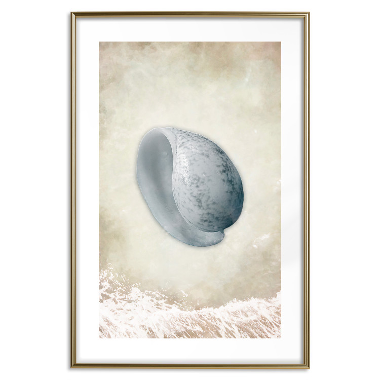 Poster Tide - maritime composition of shell landscape on sand and wave background 127521 additionalImage 14