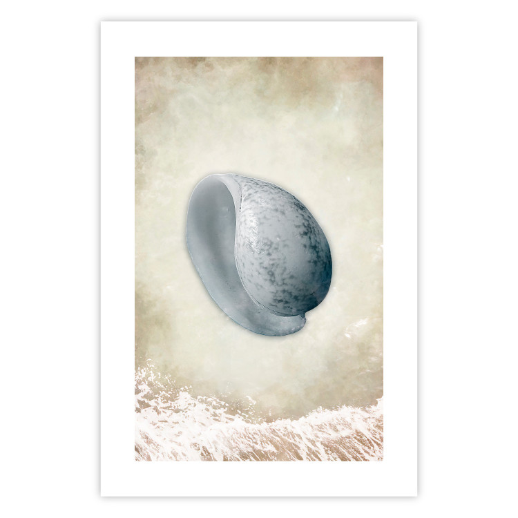 Poster Tide - maritime composition of shell landscape on sand and wave background 127521 additionalImage 19