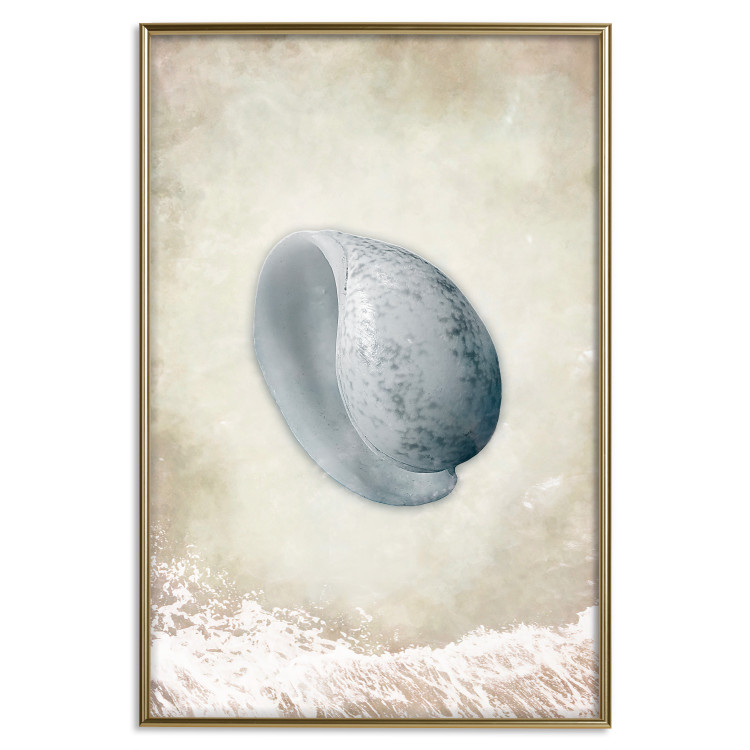Poster Tide - maritime composition of shell landscape on sand and wave background 127521 additionalImage 21