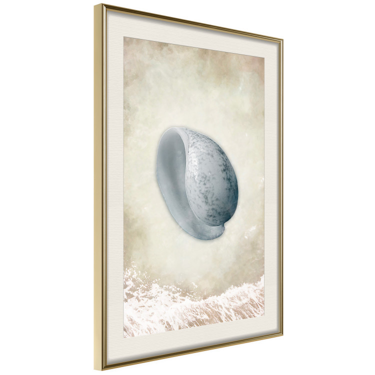 Poster Tide - maritime composition of shell landscape on sand and wave background 127521 additionalImage 3