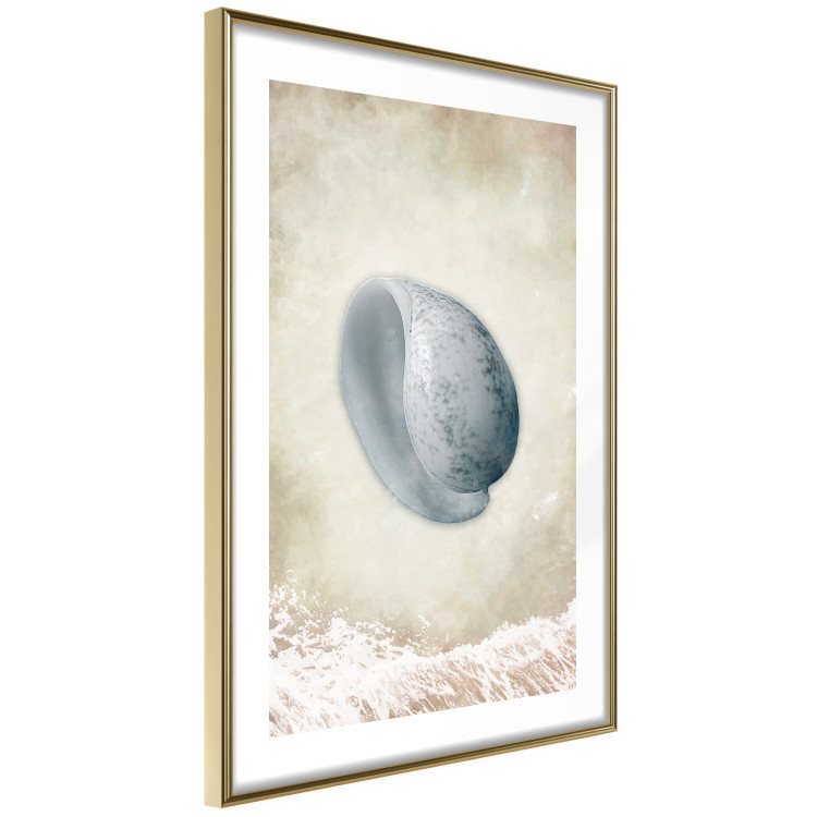Poster Tide - maritime composition of shell landscape on sand and wave background 127521 additionalImage 9