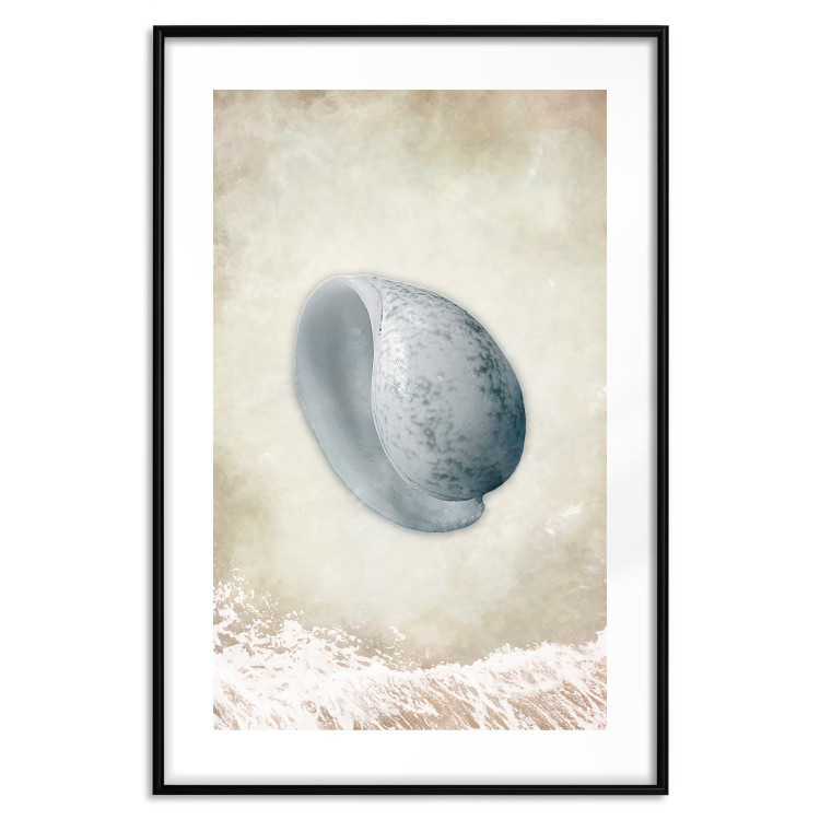 Poster Tide - maritime composition of shell landscape on sand and wave background 127521 additionalImage 15