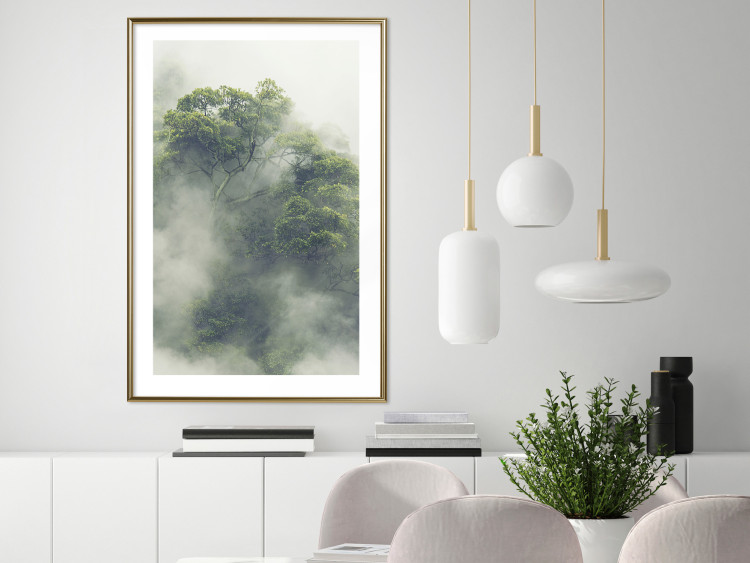 Poster Misty Amazon - landscape of green tree crowns amidst dense fog 129421 additionalImage 13