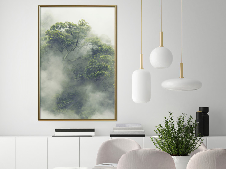 Poster Misty Amazon - landscape of green tree crowns amidst dense fog 129421 additionalImage 5