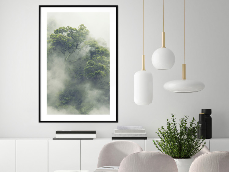 Poster Misty Amazon - landscape of green tree crowns amidst dense fog 129421 additionalImage 18