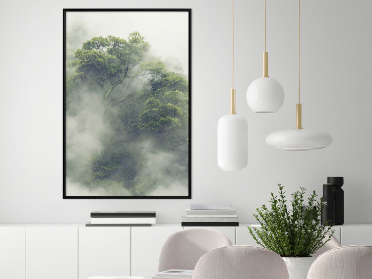 Poster Misty Amazon - landscape of green tree crowns amidst dense fog 129421 additionalImage 4