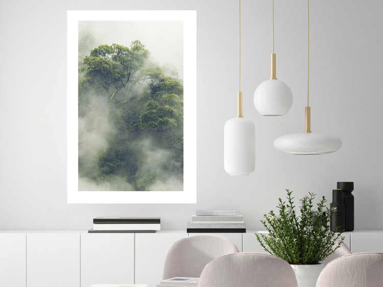 Poster Misty Amazon - landscape of green tree crowns amidst dense fog 129421 additionalImage 3