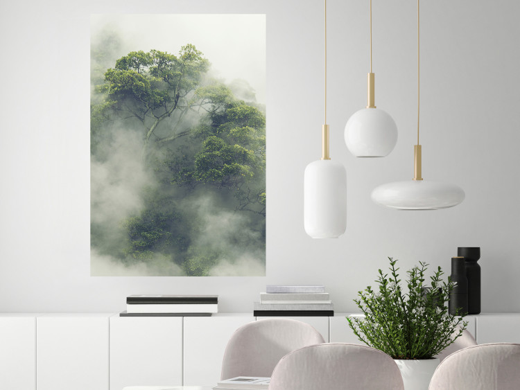 Poster Misty Amazon - landscape of green tree crowns amidst dense fog 129421 additionalImage 2