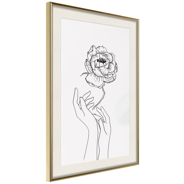 Wall Poster Delicate Flower - line art of flowers and hands on a contrasting white background 131921 additionalImage 3