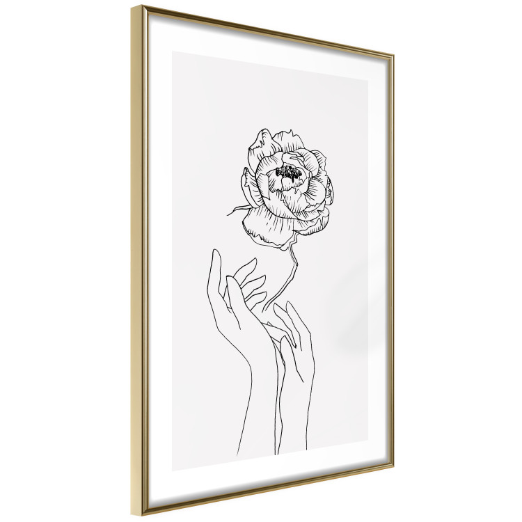Wall Poster Delicate Flower - line art of flowers and hands on a contrasting white background 131921 additionalImage 9