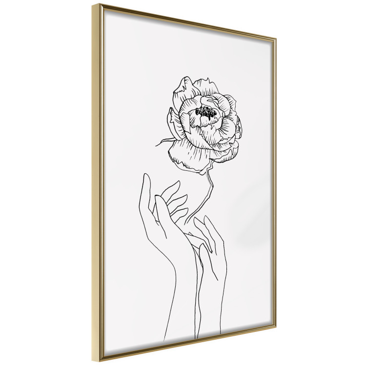 Wall Poster Delicate Flower - line art of flowers and hands on a contrasting white background 131921 additionalImage 12