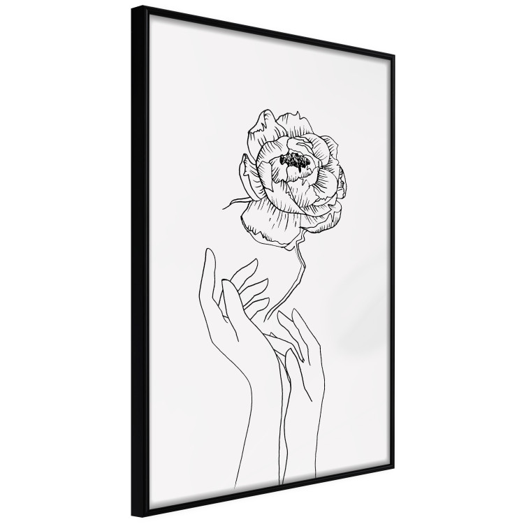 Wall Poster Delicate Flower - line art of flowers and hands on a contrasting white background 131921 additionalImage 11